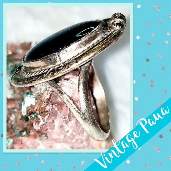 Vintage Native American Paua Sterling Silver Ring (Turquoise Blue/Aqua shell) - Picture 5 of 11